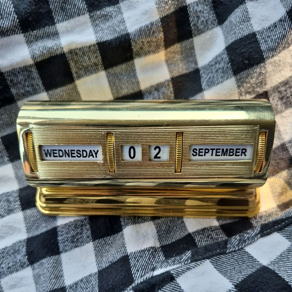 Brass Desktop Calendar W/ Antique Finish Perpetual calendar mid century modern